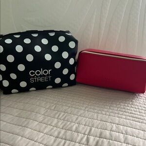Color Street Black and White Polka Dot and Red Cosmetic Bags